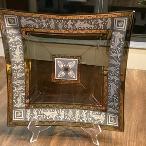 Elegant Brown and Gray Decorative Plate